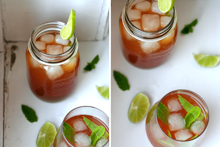 10 eiskalte Erfrischungen für heiße Tage - Lime Ginger and Mint Iced Tea - Kochkarussell.com 10 eiskalte Erfrischungen für heiße Tage - Lime Ginger and Mint Iced Tea - Kochkarussell.com
