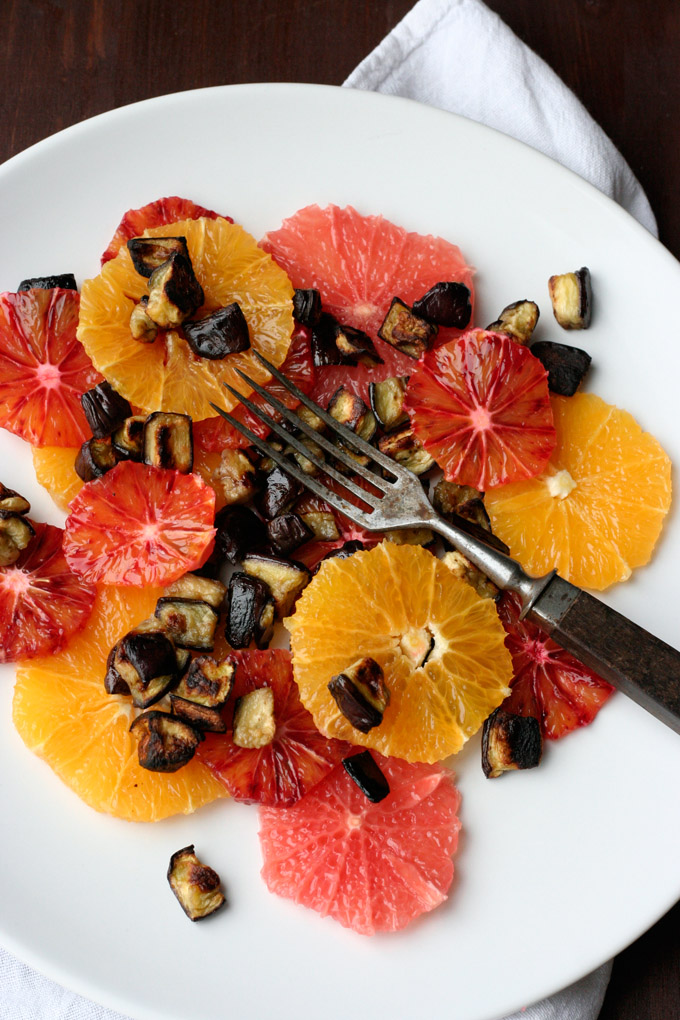 Auberginen salzen ja oder nein Zitrussalat mit gerösteten Auberginen_Rezept1