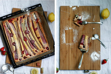 Rhabarber-Zitronenkuchen mit Erdbeeren von Zuckersüßes Glück