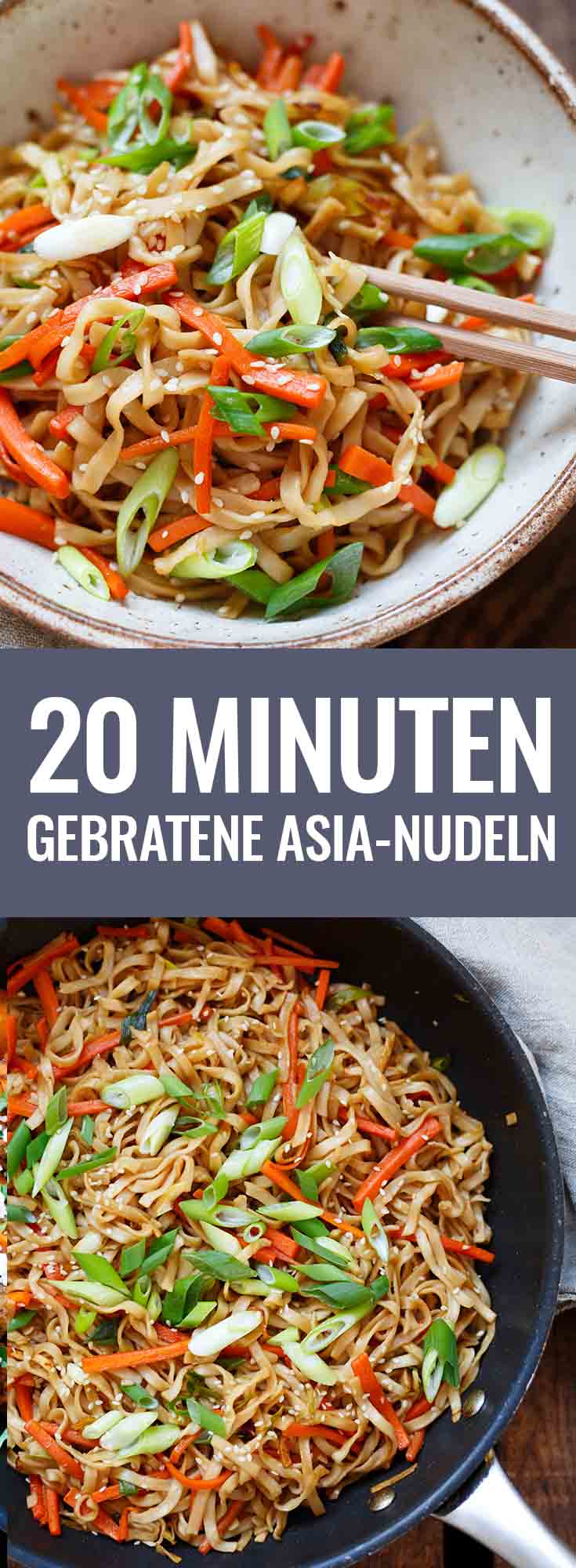 Gebratene Asia-Nudeln! OMG, dieses einfache 20-Minuten Rezept ist ein Gamechanger! Besser als vom Takeaway, voll mit Gemüse und nur eine Handvoll Zutaten - Kochkarussell.com #bratnudeln #vegan #veganrecipe #veggies #easy #recipe #rezept #bratnudeln