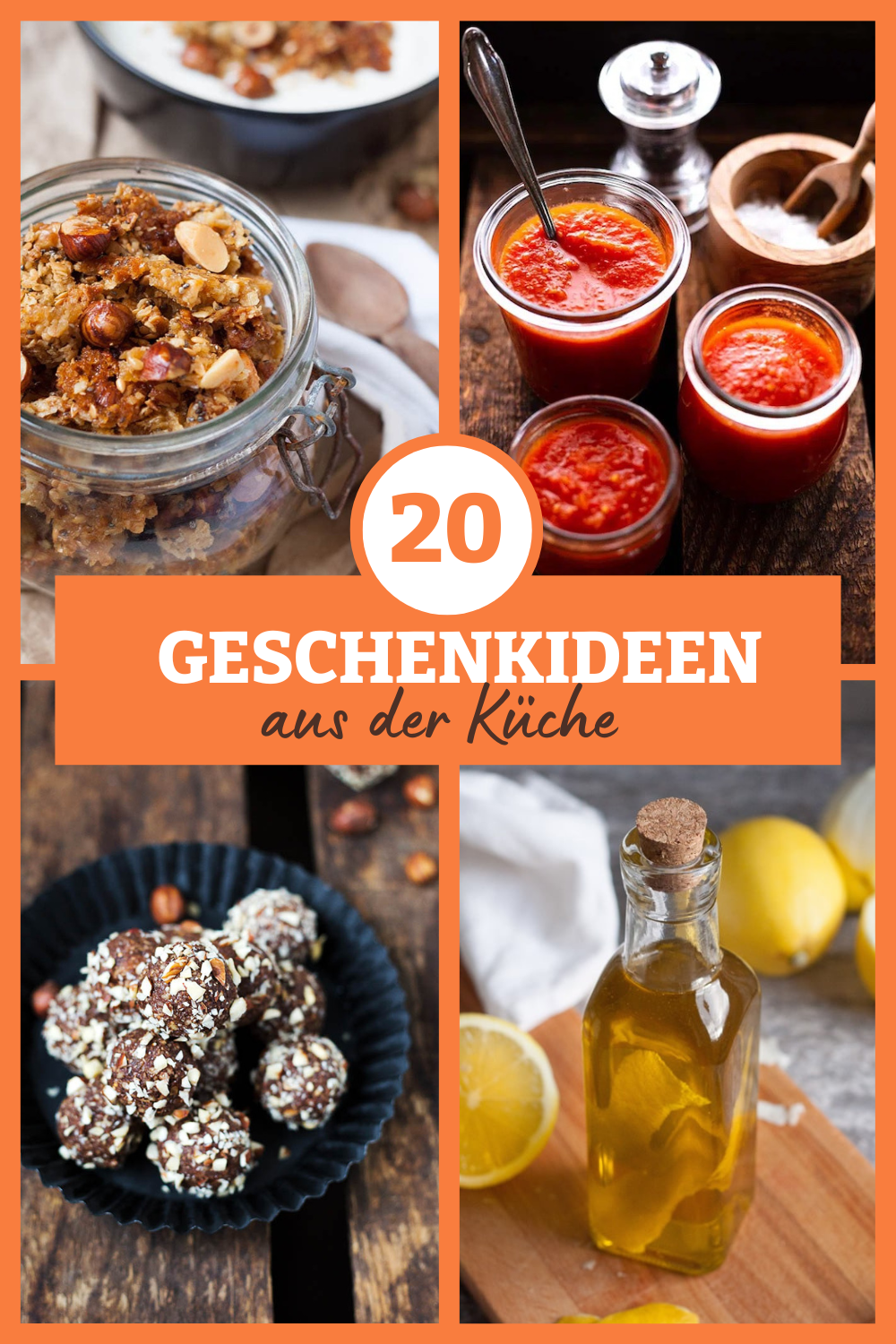 20 Geschenke aus der Küche: Hier findest du über 20 schnelle, einfache und günstige Rezeptideen für deine selbst gemachten Geschenke aus der Küche. Für ein super leckeres Weihnachtsfest. Allesamt Last Minute geeignet und mit Liebe gemacht. Kochkarussell - dein Foodblog für schnelle und einfache Feierabendrezepte.