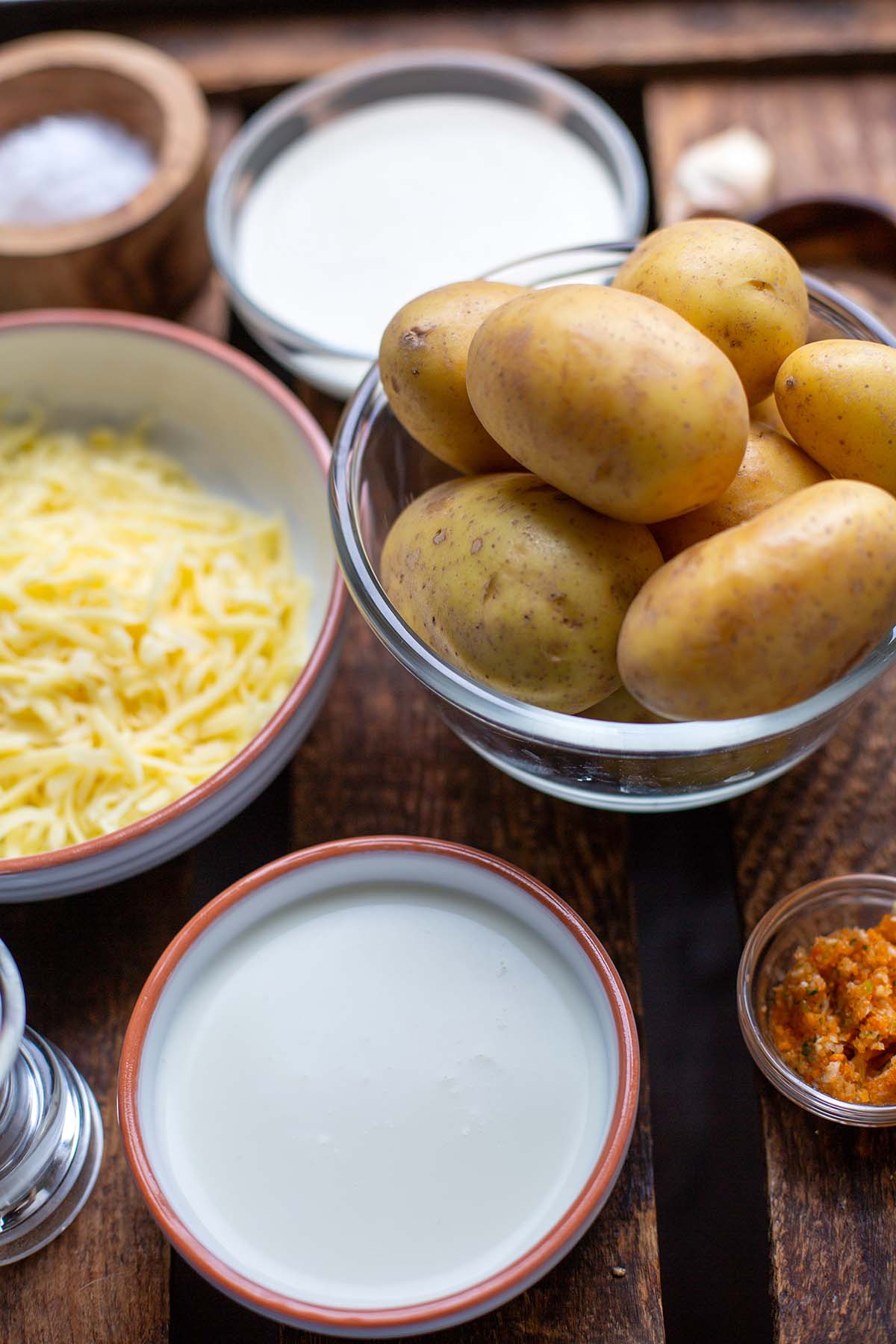 Zutaten für klassisches Kartoffelgratin