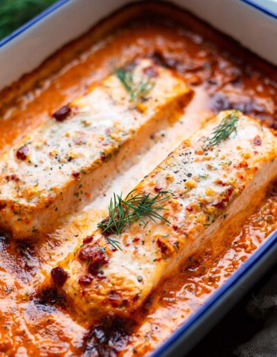 Lachs-Sahne-Gratin-mit-Dill-in-Auflaufform